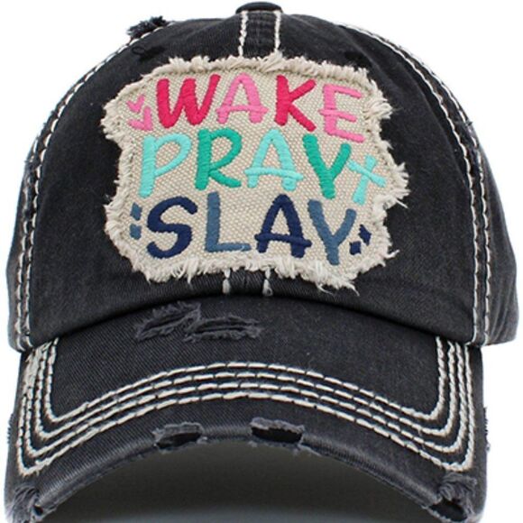 2/$30 Ladies Black Wake Pray Slay Baseball Hat - Picture 1 of 5